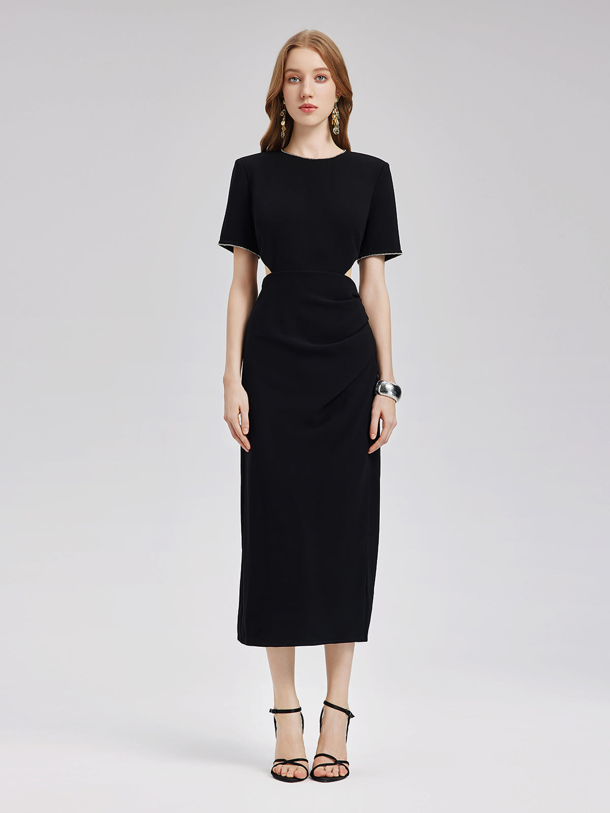 Taş Detaylı Asetat Pencereli Elbise