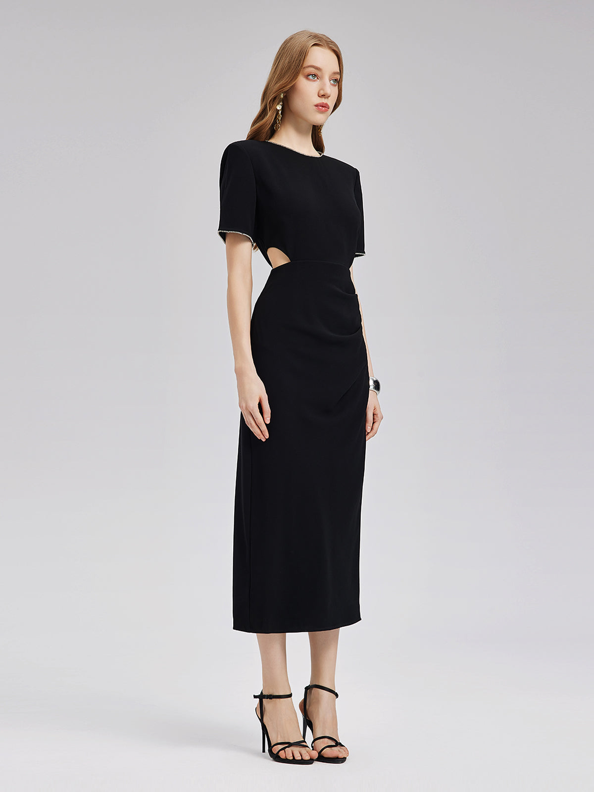 Taş Detaylı Asetat Pencereli Elbise