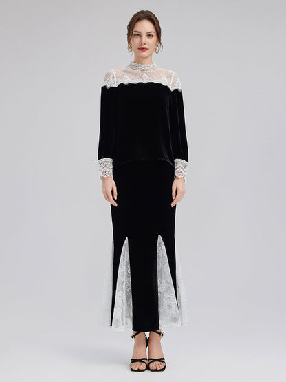 Dantel Kadife Lüks Bluz