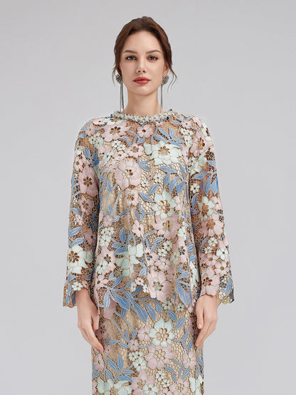 Özel Güpür Dantel Çiçekli Bluz