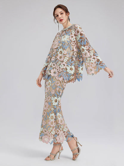 Özel Güpür Dantel Çiçekli Bluz