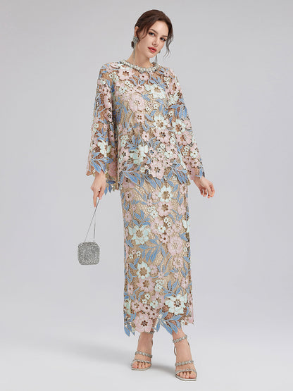 Özel Güpür Dantel Çiçekli Etek