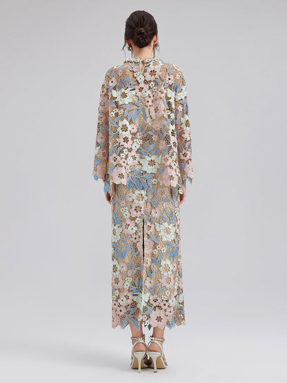 Özel Güpür Dantel Çiçekli Etek