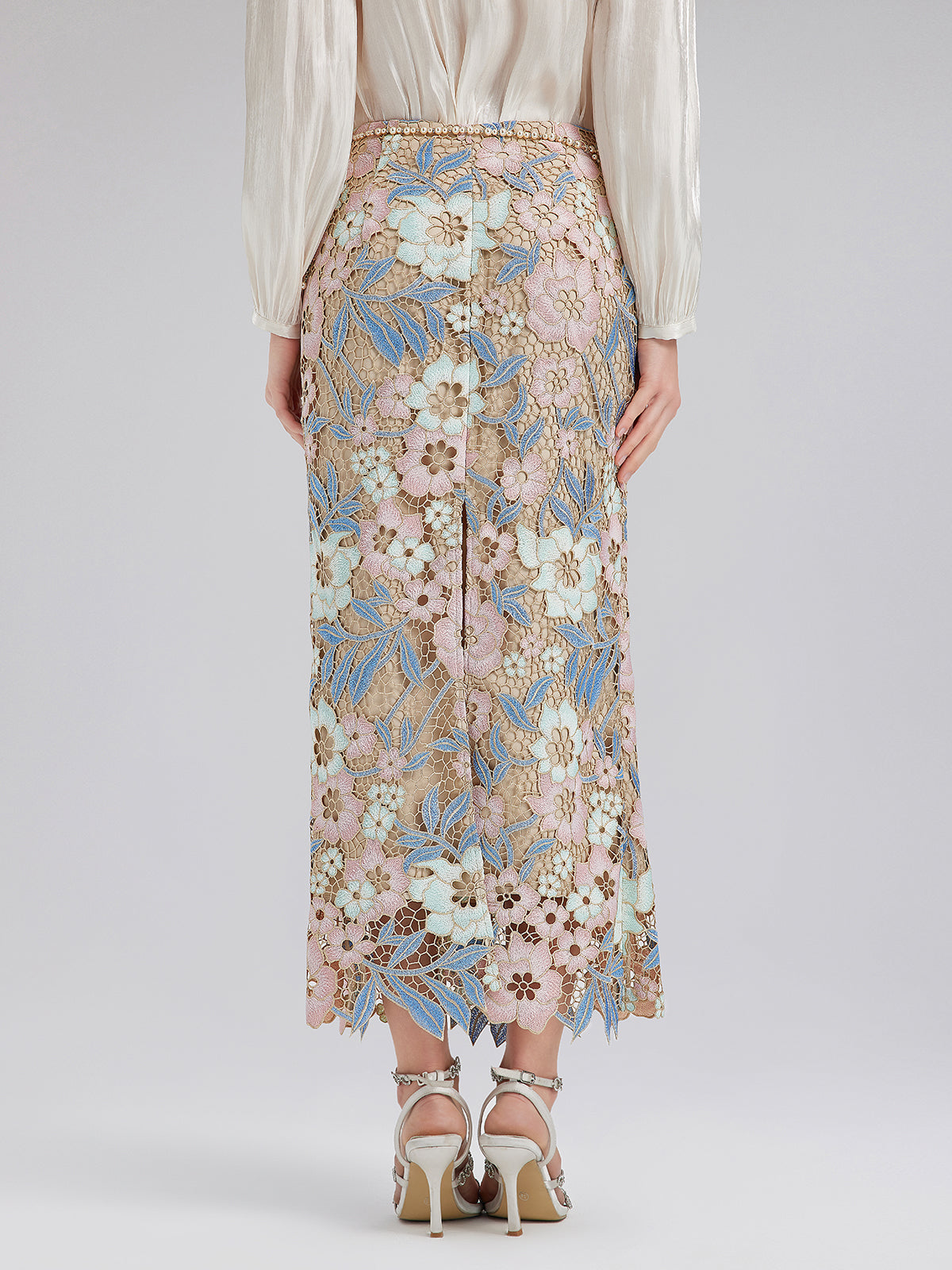 Özel Güpür Dantel Çiçekli Etek