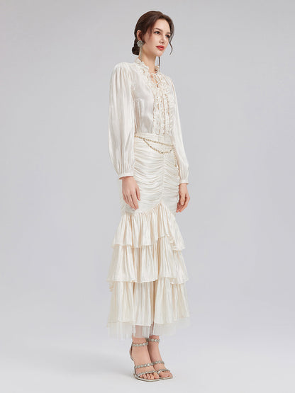 Romantik Ada Temalı Saten Bluz