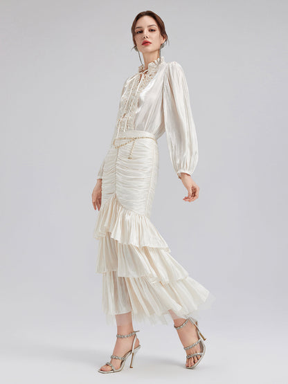 Romantik Ada Temalı Saten Bluz