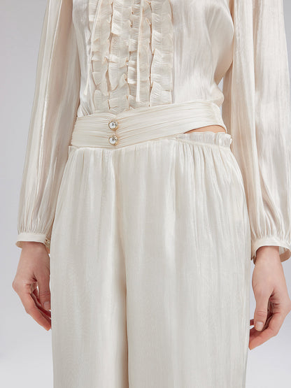 Romantik Ada Temalı Boncuklu Bol Pantolon