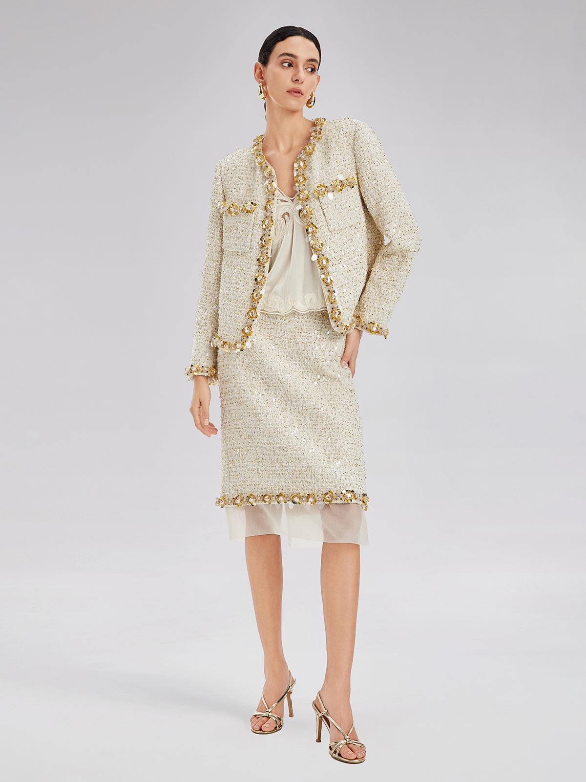 Pullu Kenarlı Fransız Tül Etekli Etek