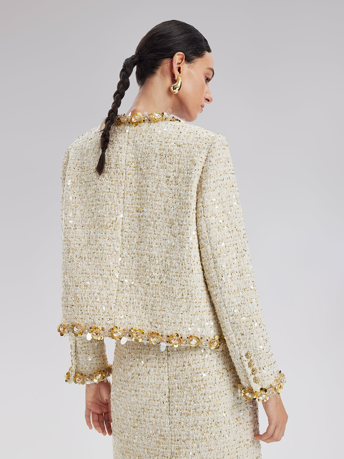 Pullu Kenarlı Fransız Tüvit Kısa Ceket