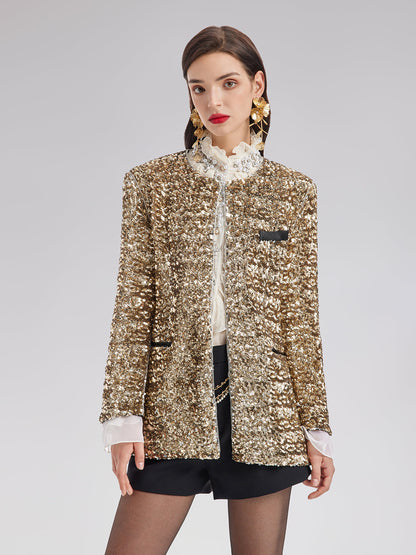 Sade Lüks Pullu Gösterişli Ceket