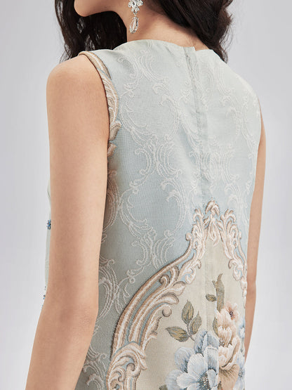 El İşlemesi Boncuklu Çiçekli Askılı Elbise