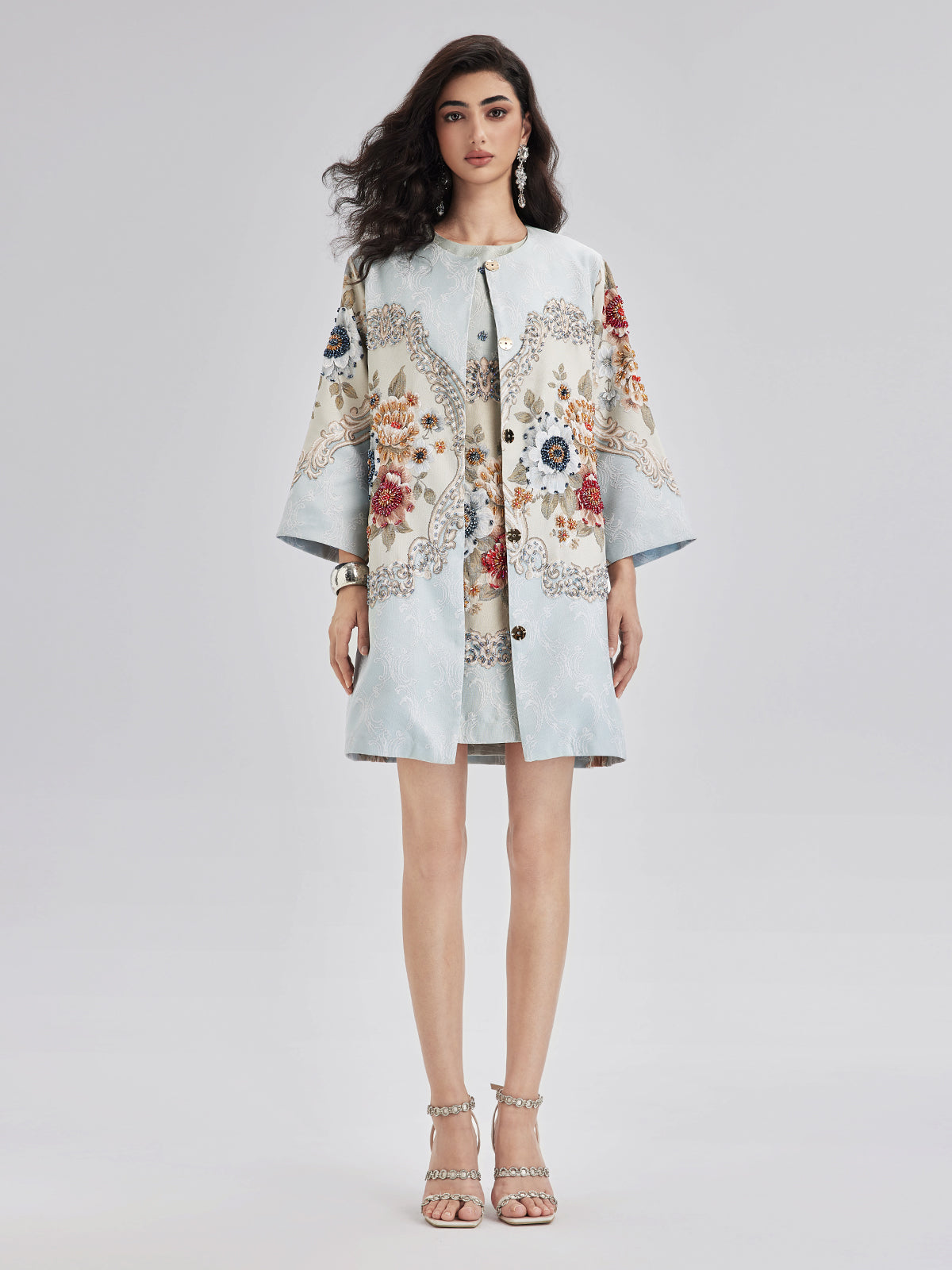 Baharlık El İşlemesi Boncuklu 3 Boyutlu Çiçekli Ceket