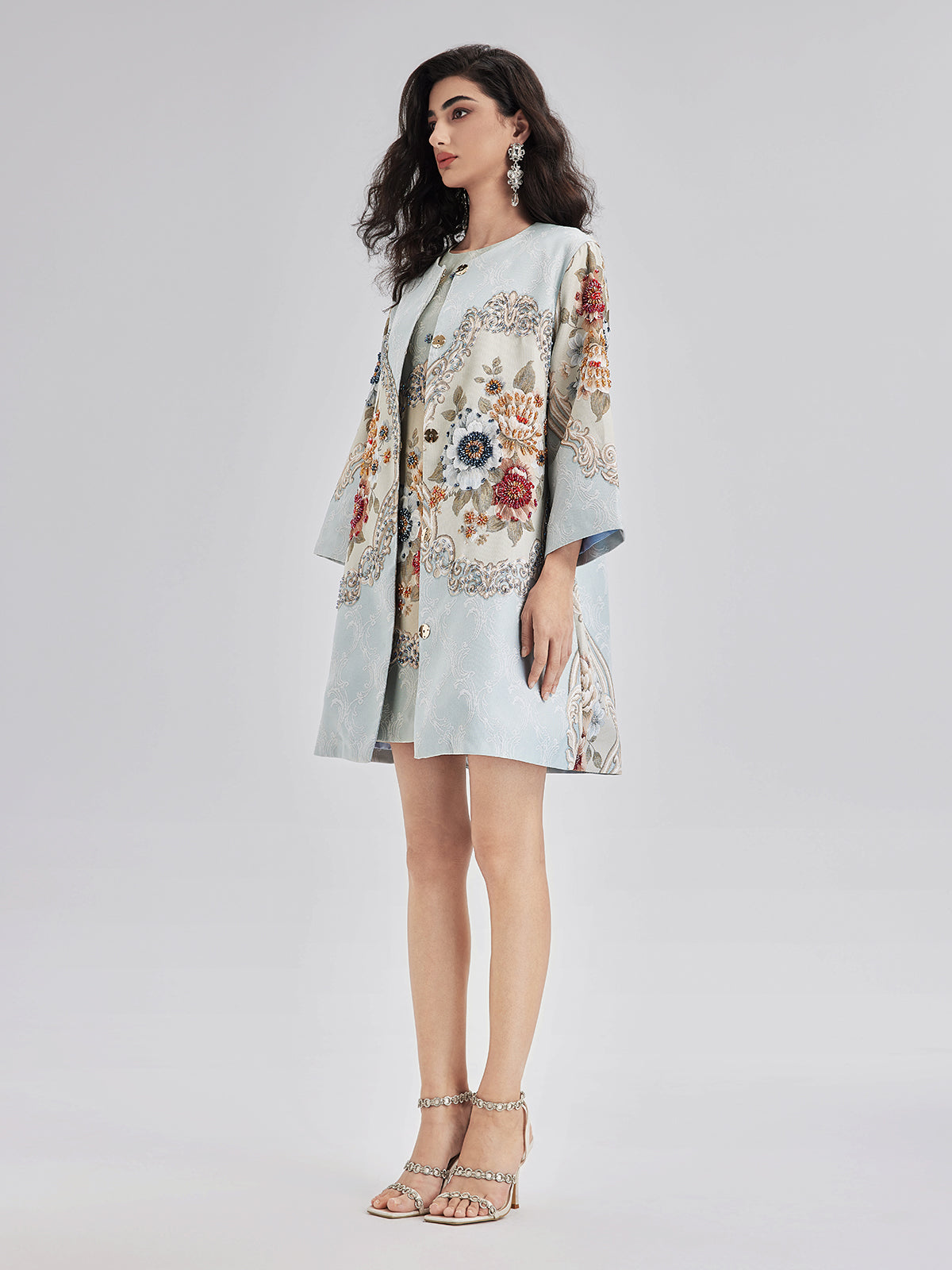 Baharlık El İşlemesi Boncuklu 3 Boyutlu Çiçekli Ceket