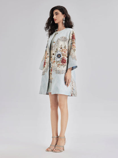 Baharlık El İşlemesi Boncuklu 3 Boyutlu Çiçekli Ceket