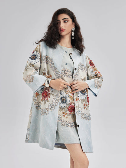 El İşlemesi Boncuklu Çiçekli Askılı Elbise