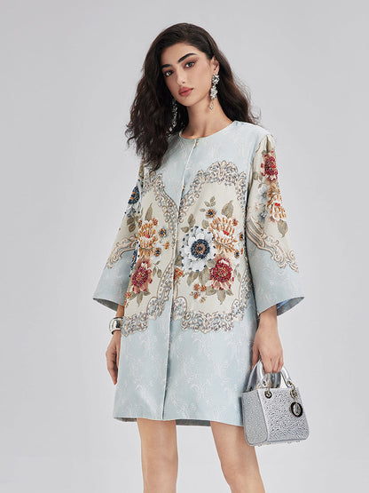 Baharlık El İşlemesi Boncuklu 3 Boyutlu Çiçekli Ceket