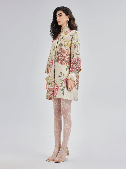 El İşlemesi Boncuklu Çiçekli Ceket