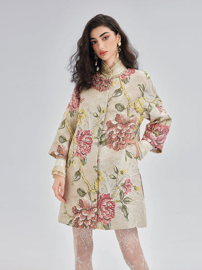 El İşlemesi Boncuklu Çiçekli Ceket