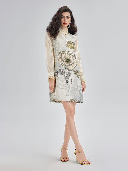 El Yapımı 3 Boyutlu Çiçekli Boncuklu Elbise