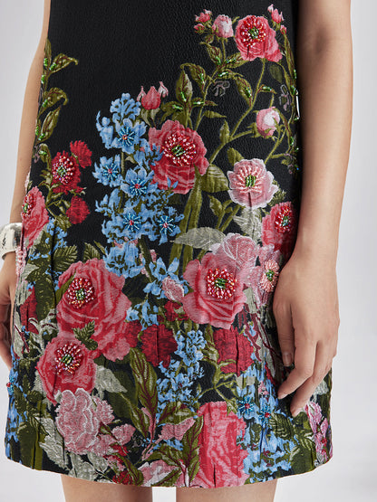 Sınırlı Üretim El Yapımı 3 Boyutlu Boncuklu Çiçekli Elbise