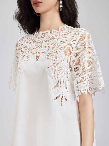 Fransız Özel 3 Boyutlu Dantel Parçalı Bluz