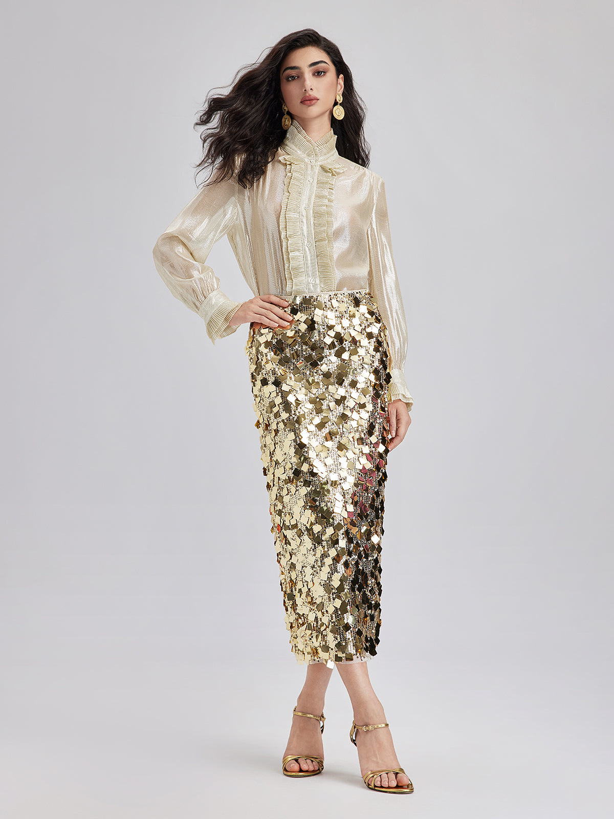 Altın Pullu Rock Etek