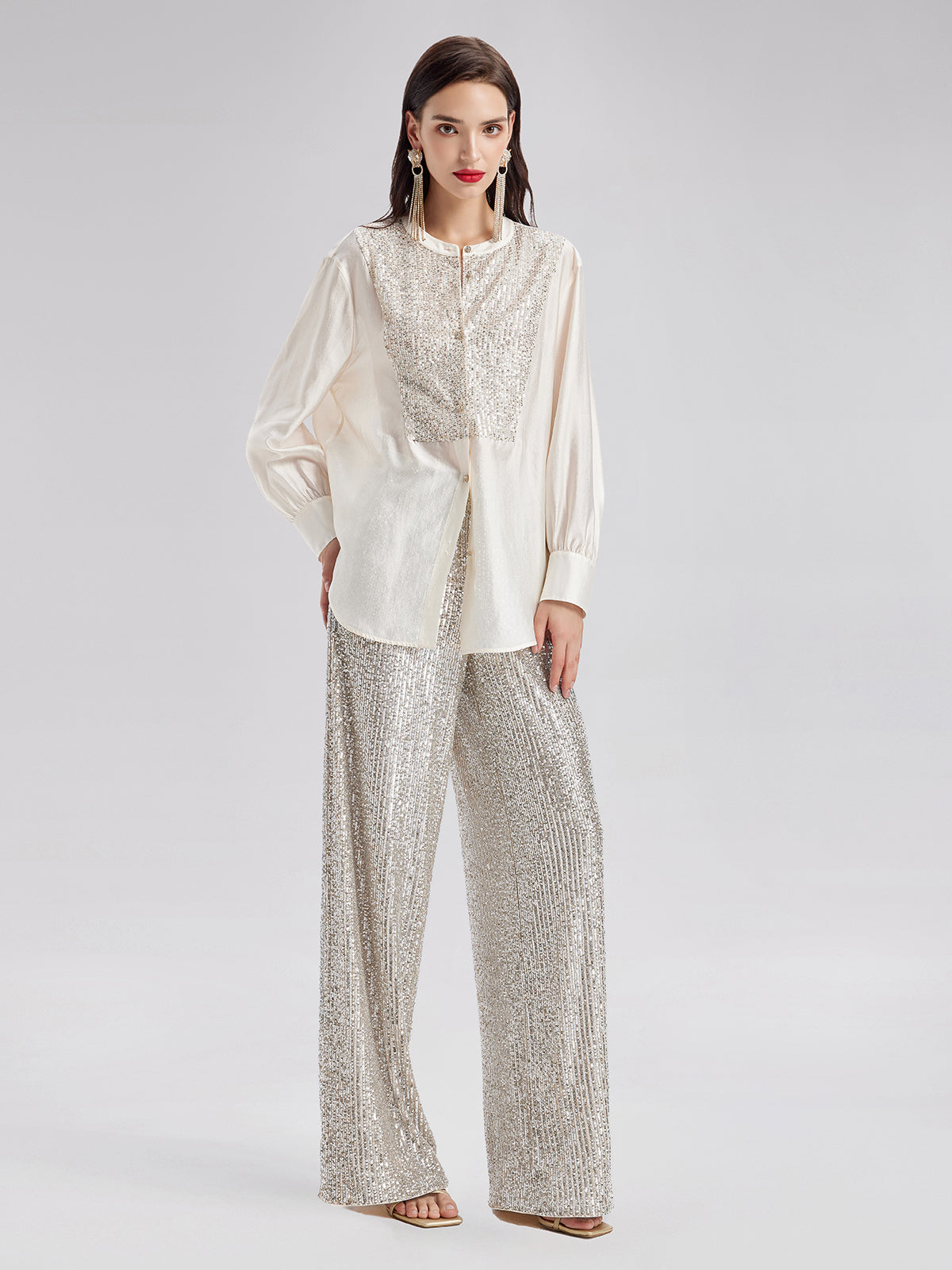 Sade Lüks Pullu Bol Paça Pantolon