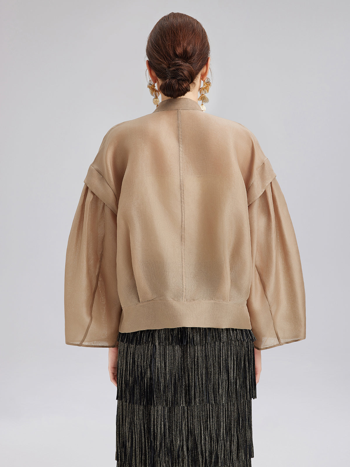 Lüks İpek Boncuklu Aplike Ceket