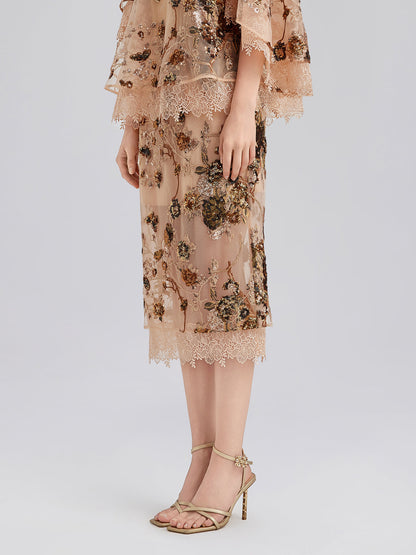 Lüks Nakışlı Pullu Etek