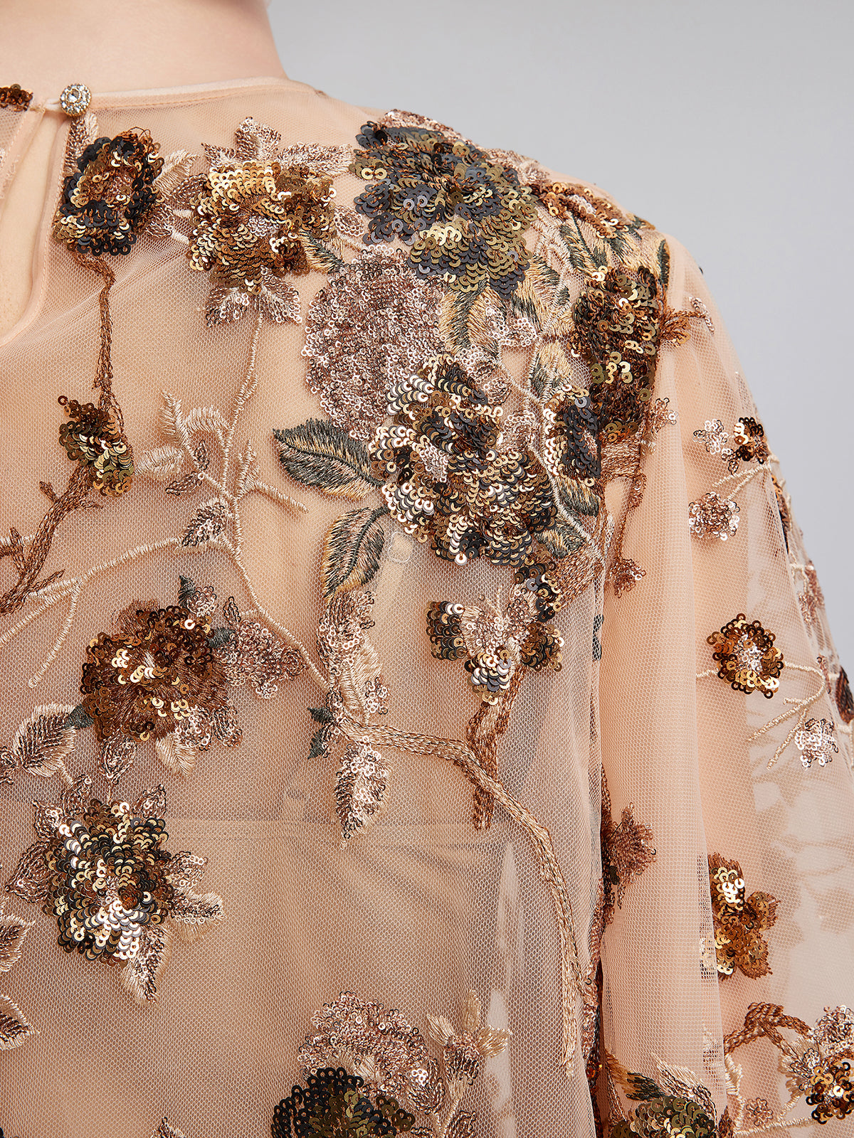 Lüks Nakışlı Pullu Uzun Kollu Bluz