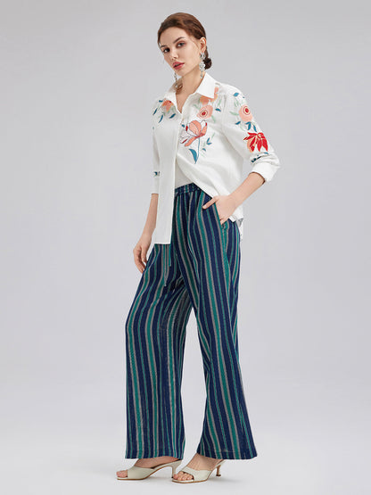 Pamuklu Nakışlı Çiçekli Gömlek