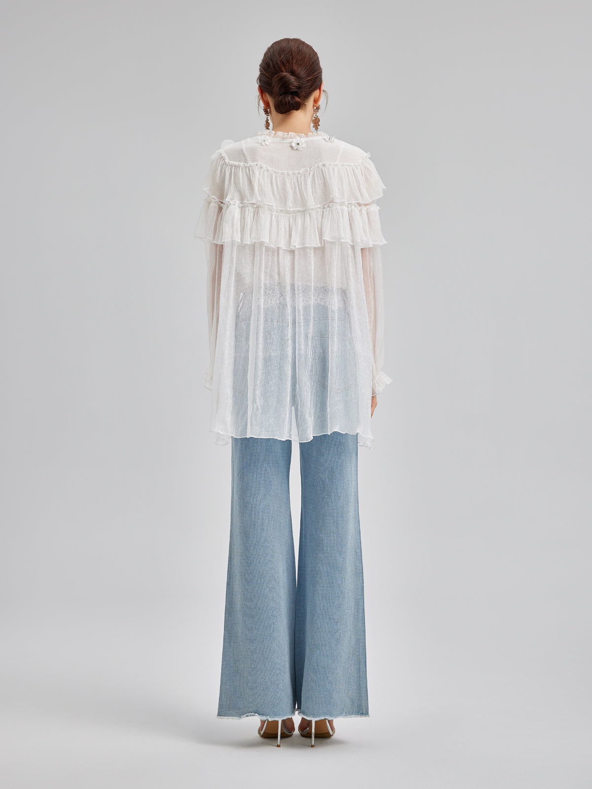 Fırfırlı İpek Tasarım Bluz