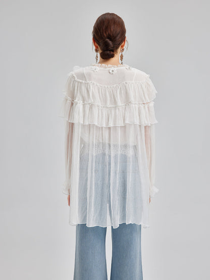 Fırfırlı İpek Tasarım Bluz