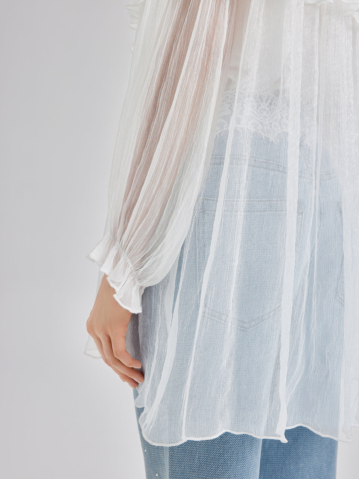 Fırfırlı İpek Tasarım Bluz