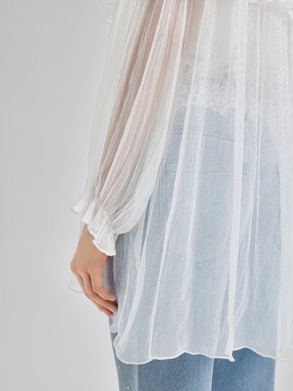 Fırfırlı İpek Tasarım Bluz