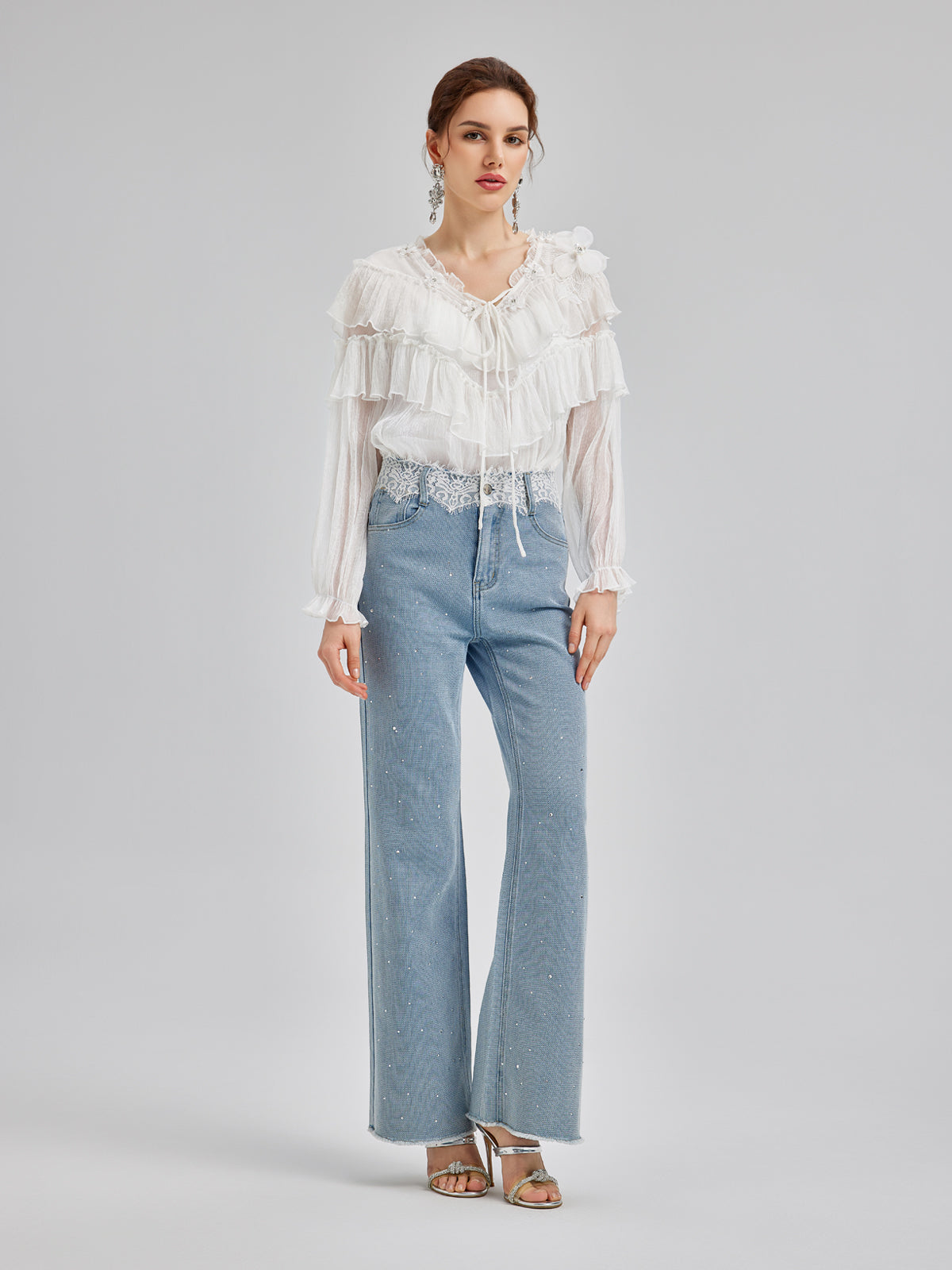 Fırfırlı İpek Tasarım Bluz