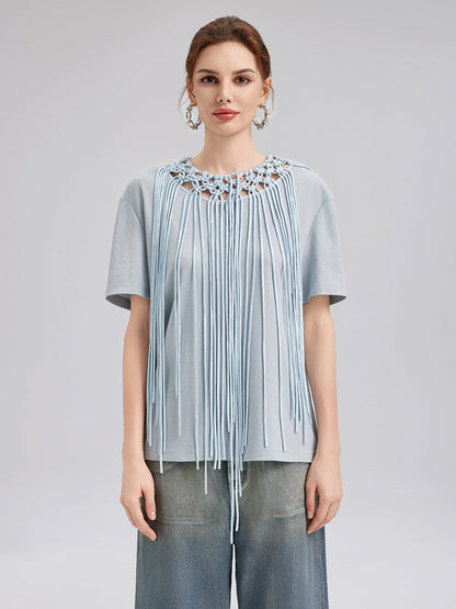 El Yapımı Örgü Püsküllü Tişört