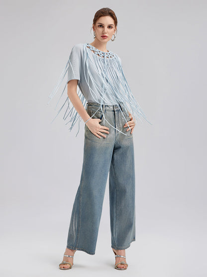 El Yapımı Örgü Püsküllü Tişört