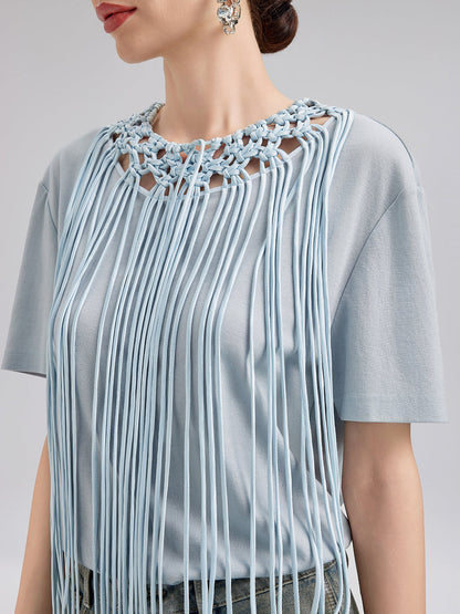 El Yapımı Örgü Püsküllü Tişört