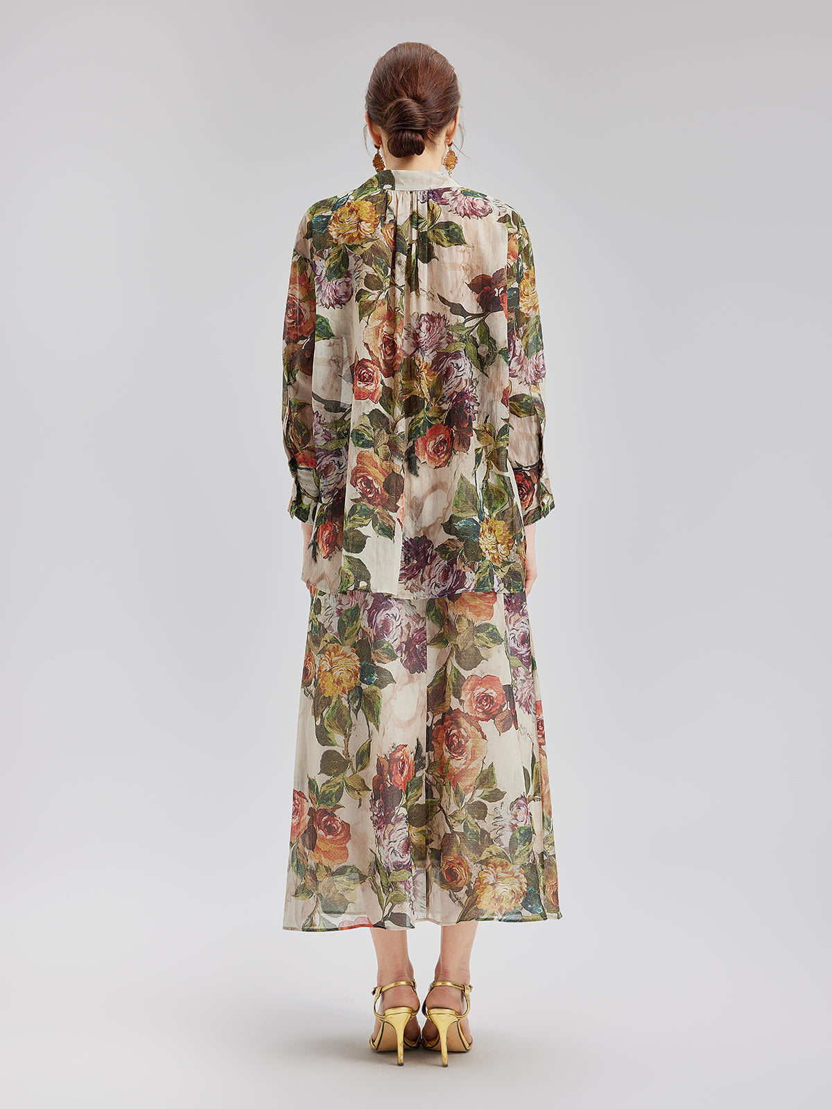 Klasik Romantik Desenli İpek Etek