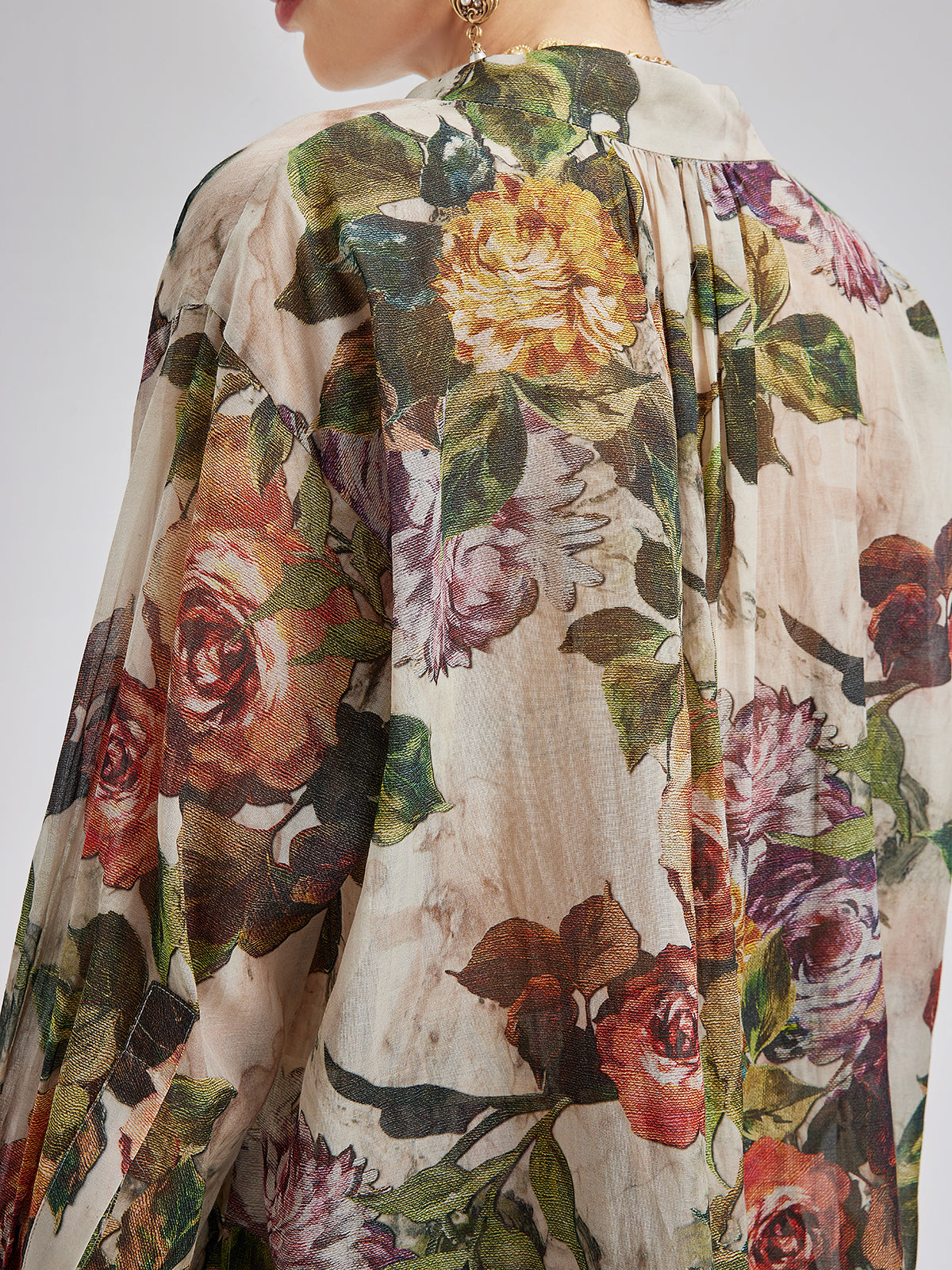 Klasik Romantik Desenli İpek Gömlek