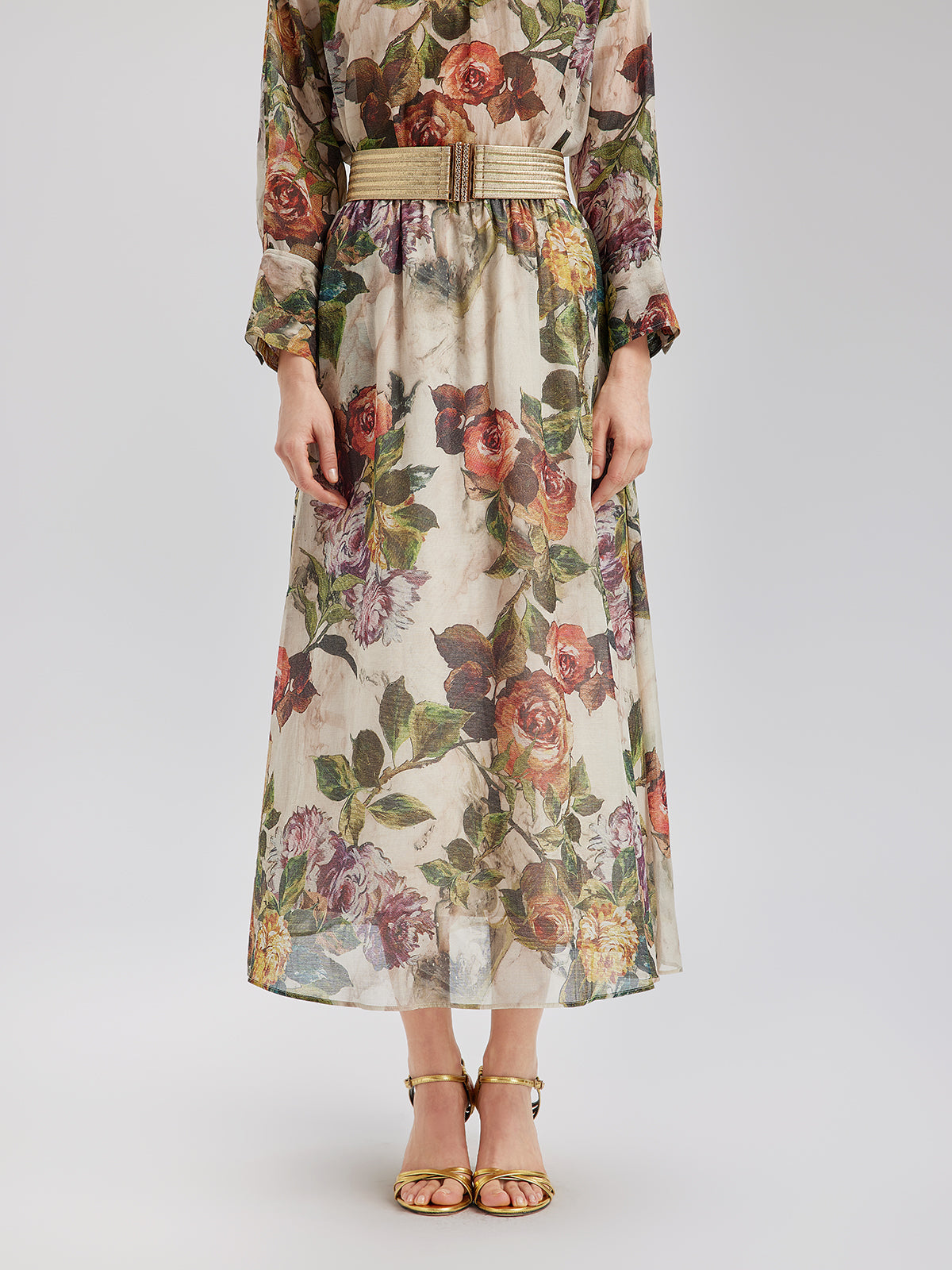 Klasik Romantik Desenli İpek Etek