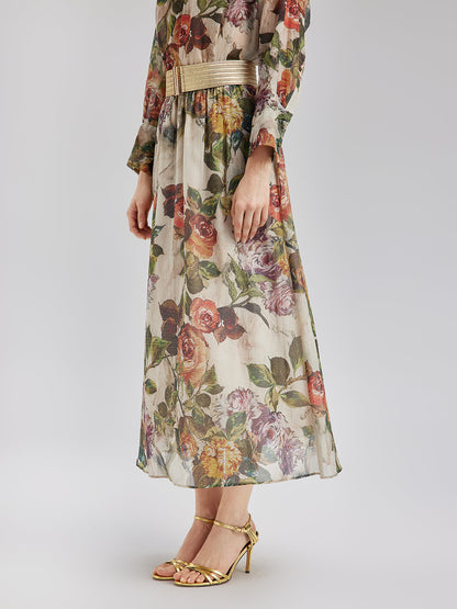 Klasik Romantik Desenli İpek Etek