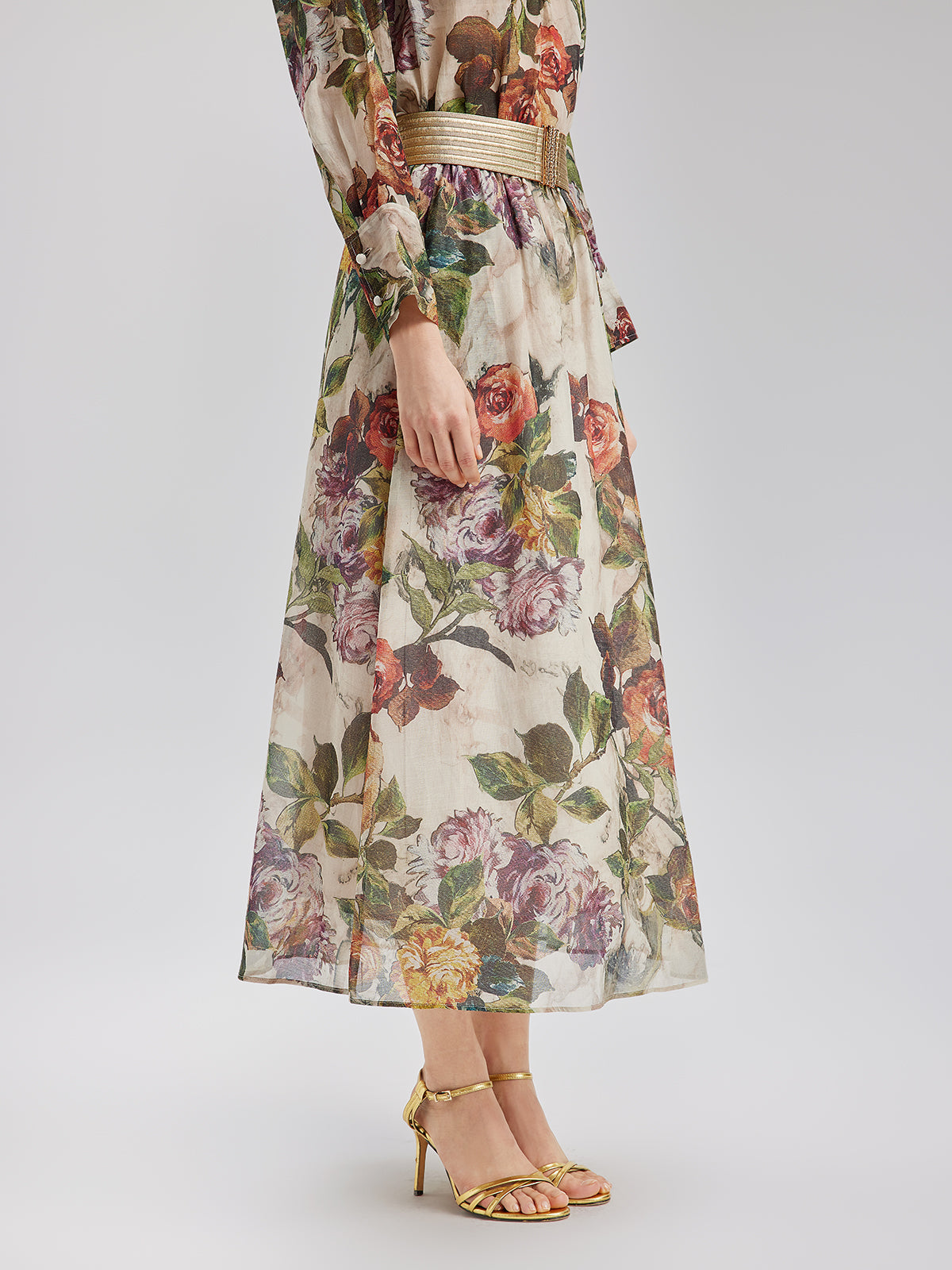 Klasik Romantik Desenli İpek Etek