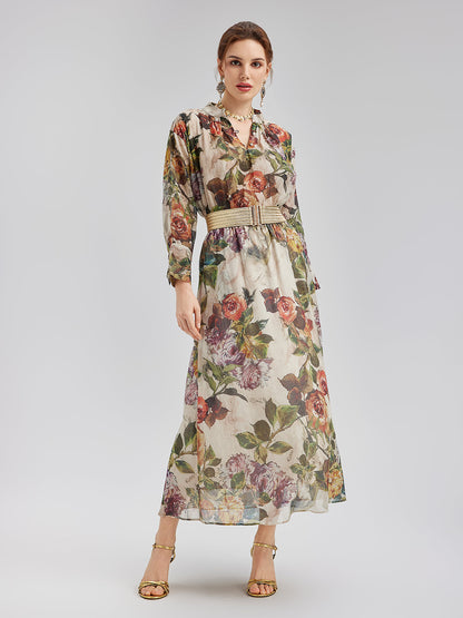 Klasik Romantik Desenli İpek Etek