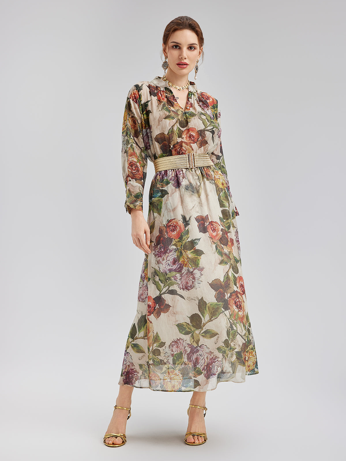 Klasik Romantik Desenli İpek Gömlek