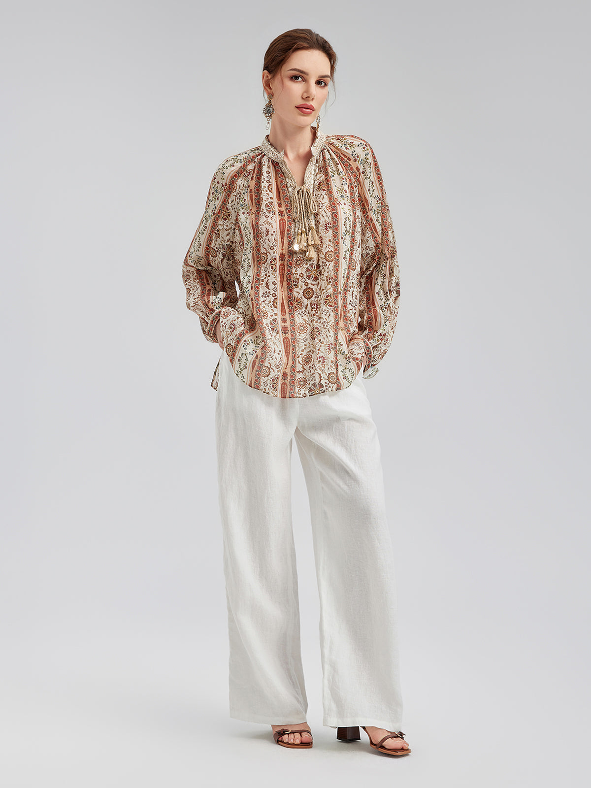 Ayarlanabilir Keten Düz Pantolon