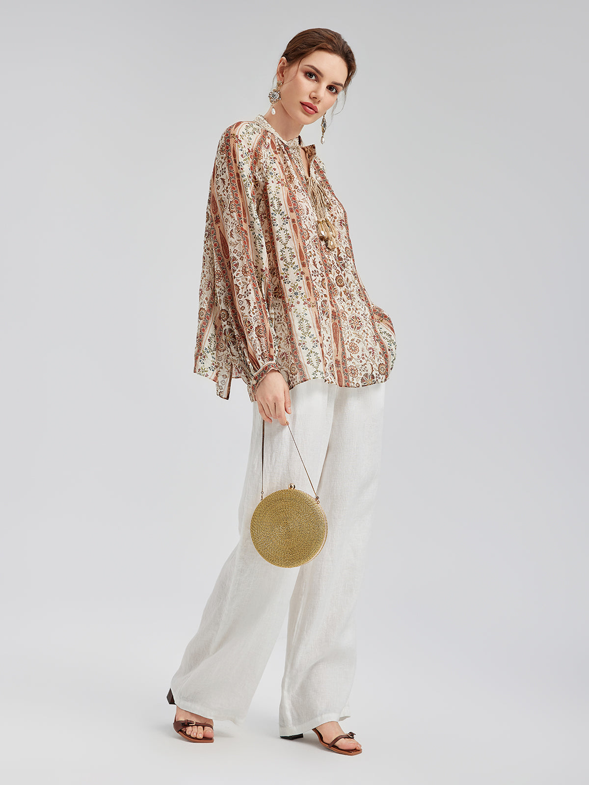 Ayarlanabilir Keten Düz Pantolon