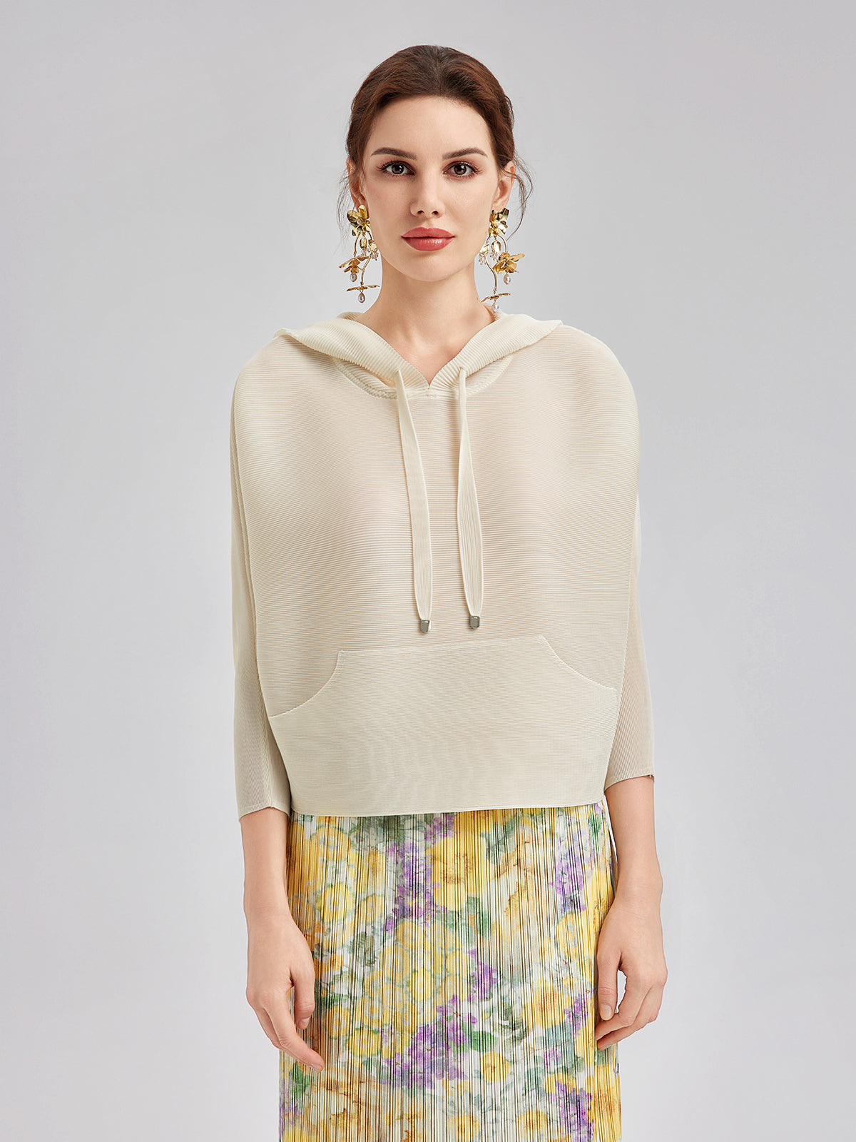 Pileli Kapüşonlu Günlük Üst