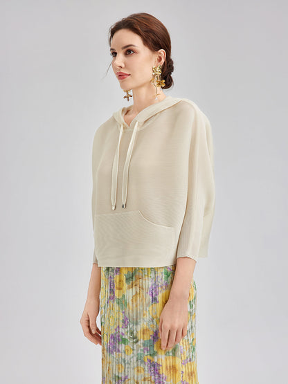 Pileli Kapüşonlu Günlük Üst